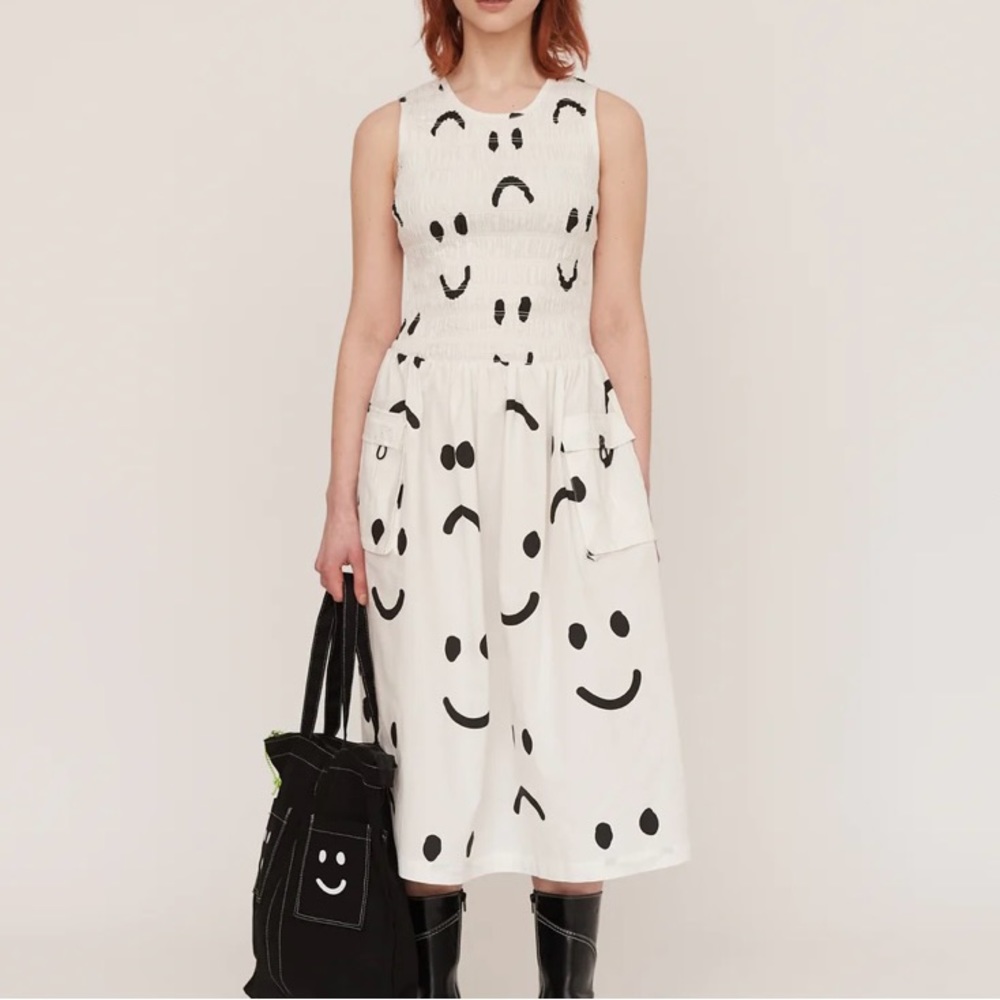 Lazy Oaf Happy Sad Shirred Dress (UK 8/US 4)
